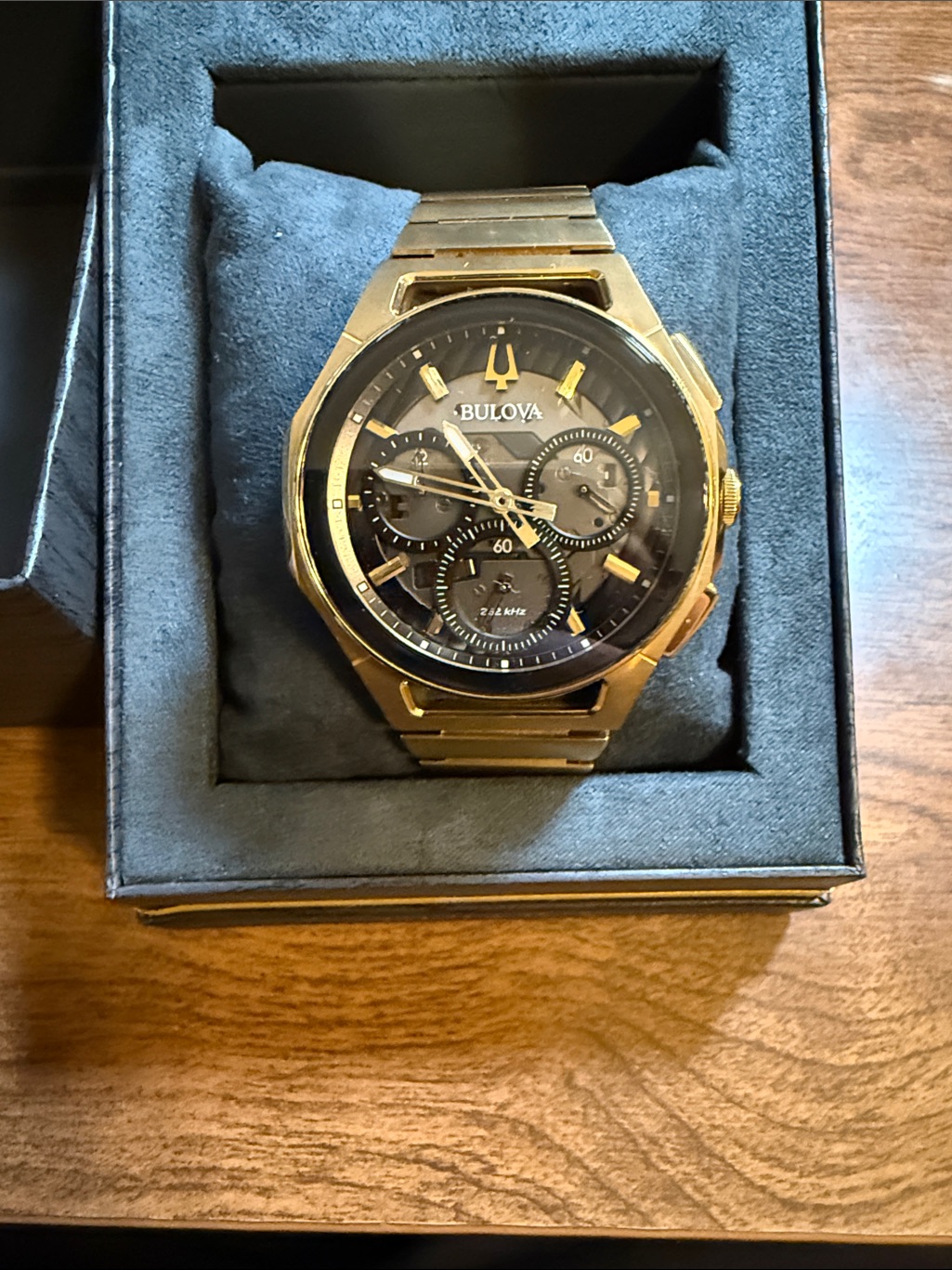 Bulova Gold And Black Mens Chronograph Watch